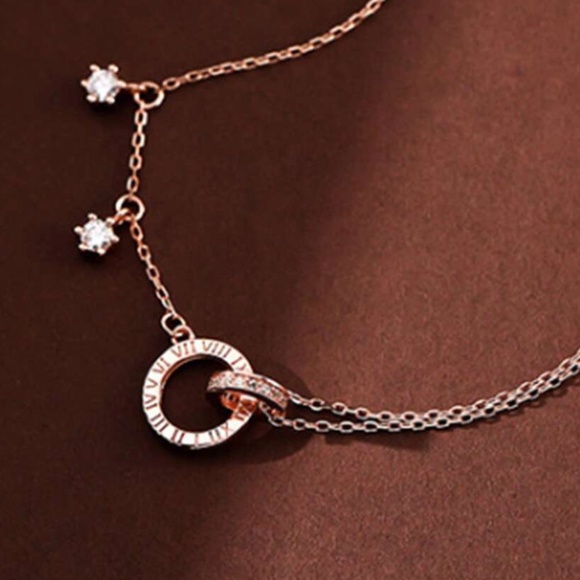 925 Sterling Silver Cubic Zirconia Double Circle Bracelet - Picture 9 of 9